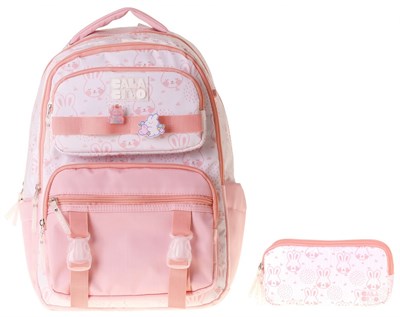 CalaCilo Pleasant Kız Çocuk Kedi Baskılı Okul Sırt Çantası ve Kalemlik Seti - SETCC-C4050C