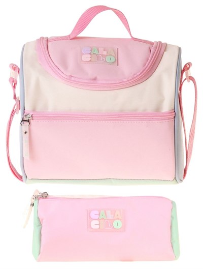 CalaCilo Scales Pembe Yeşil Renkli Kız Çocuk Pembe - Yeşil Renk Beslenme Çantası ve Kalemlik Seti - SETCC-C4096