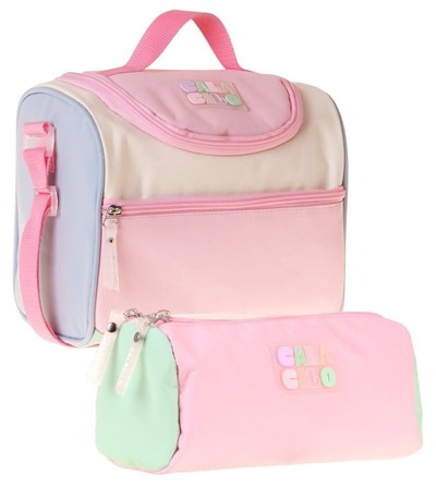 CalaCilo Scales Pembe Yeşil Renkli Kız Çocuk Pembe - Yeşil Renk Beslenme Çantası ve Kalemlik Seti - SETCC-C4096