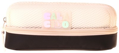 CalaCilo Siyah Krem Paten Kız Çocuk Siyah - Bej Renkli İki Gözlü İlkokul Kalem Çantası (Kalemlik) - C4115