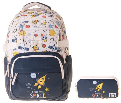 CalaCilo Space Erkek Çocuk Uzay Baskılı Okul Sırt Çantası ve Kalemlik Seti - SETCC-C4047C