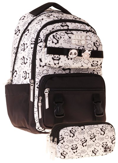 CalaCilo Sweet Kız Çocuk Panda Baskılı Okul Sırt Çantası ve Kalemlik Seti - SETCC-C4059C