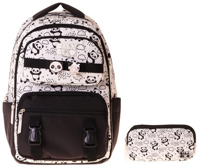 CalaCilo Sweet Kız Çocuk Panda Baskılı Okul Sırt Çantası ve Kalemlik Seti - SETCC-C4059C