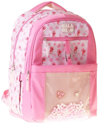 Calacilo Tiny Ayıcık Baskılı Pembe Kız Çocuk İlkokul Okul Sırt Çantası - Dört Bölmeli - C4062