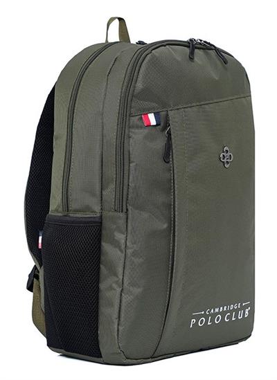 Cambridge Polo Club Hafif Su Geçirmez Üç Gözlü Haki Yeşil Sırt Çantası - Kadın ve Erkek - PLCAN2170-016