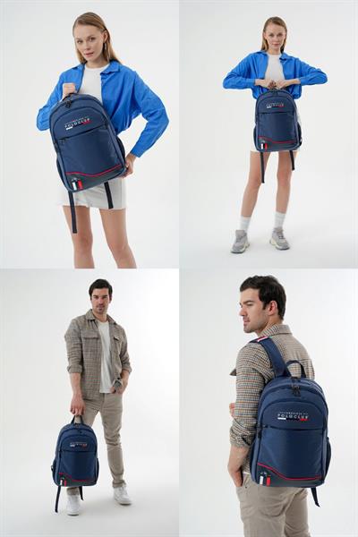 Cambridge Polo Club Lacivert Dört Bölmeli Erkek/Erkek Çocuk Okul, Günlük ve Seyahat Sırt Çantası - PLCAN2154-004