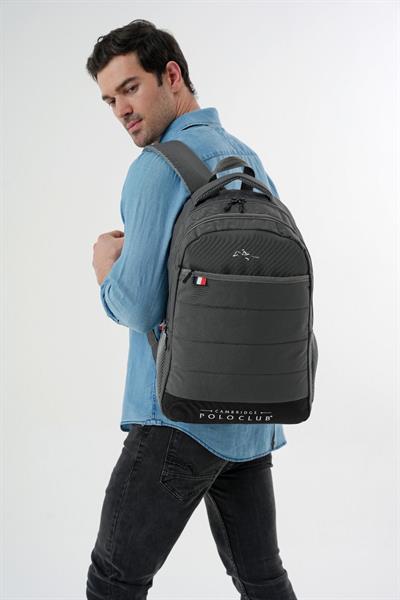 Cambridge Polo Club Minimalist Tasarım Gri Unisex Okul Günlük Seyahat Sırt Çantası - PLCAN2166-003
