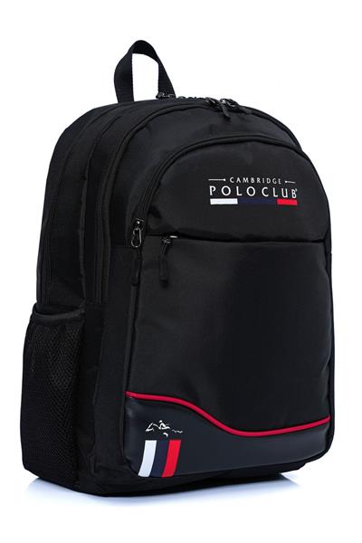 Cambridge Polo Club Siyah Dört Bölmeli Erkek/Erkek Çocuk Okul, Günlük ve Seyahat Sırt Çantası - PLCAN2154-001
