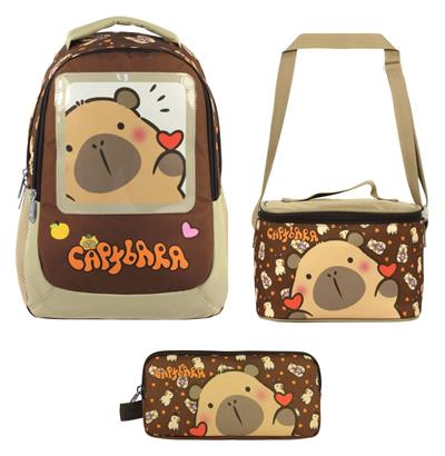 Capybara (Erkek Çocuk - Kahverengi) İlkokul Üçlü Çanta Seti - SETCPB5209A
