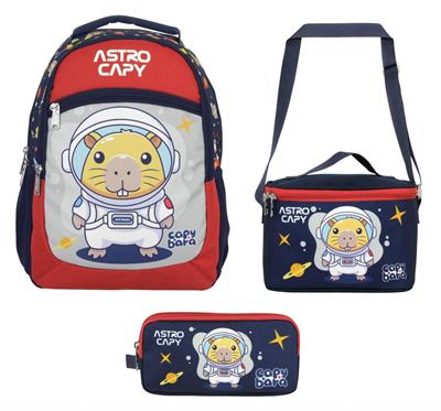 Capybara (Erkek Çocuk - Lacivert - Kırmızı) İlkokul Üçlü Çanta Seti - SETCPB5227A