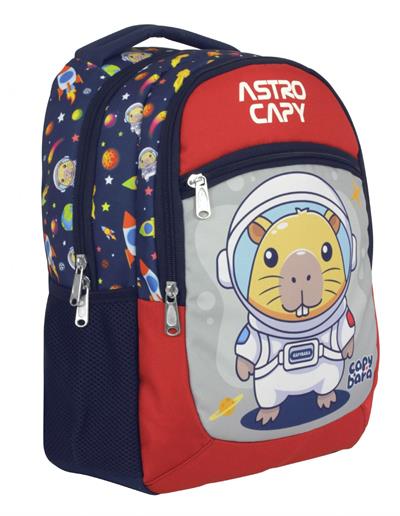 Capybara Erkek Çocuk Astronot İlkokul Okul Sırt Çantası - Lacivert - Kırmızı - 5227