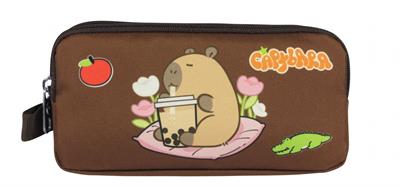 Capybara Erkek Çocuk İki Bölmeli Kalem Çantası - Bej - Kahverengi - 5232