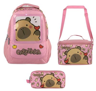 Capybara (Kız Çocuk - Pembe) İlkokul Üçlü Çanta Seti - SETCPB5212A