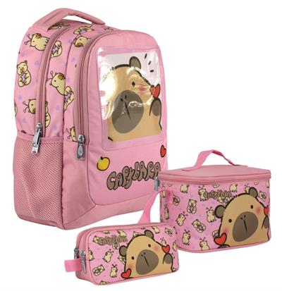 Capybara (Kız Çocuk - Pembe) İlkokul Üçlü Çanta Seti - SETCPB5212A