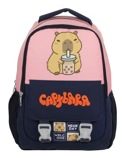 Capybara Kız Çocuk İlkokul Okul Sırt Çantası - Siyah - Pembe - 5203