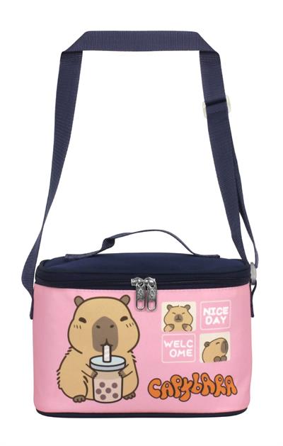Capybara Kız Çocuk Isı Yalıtımlı Beslenme Çantası - Lacivert - Pembe - 5204