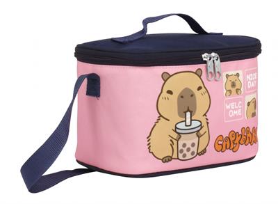 Capybara Kız Çocuk Isı Yalıtımlı Beslenme Çantası - Lacivert - Pembe - 5204