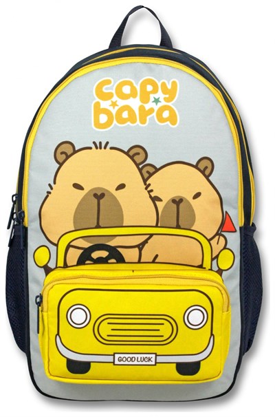 Capybara (Sarı - Siyah) Unisex Capybara Seyahatte İlkokul Okul Sırt Çantası - 6218