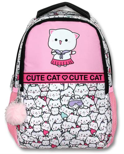 Cennec 5012 (Sevimli Kediler - Pembe Beyaz - Kız Çocuk) Okul Çantası
