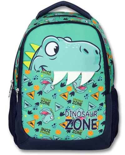 Cennec 5018 (Dinazor - Yeşil Lacivert - Erkek Çocuk) Okul Çantası - Dinazor Diş Detayı