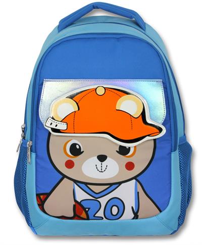 Cennec 5021 (Şapkalı Ayıcık - Mavi - Erkek Çocuk) Okul Çantası - Şapka Detaylı Bölme