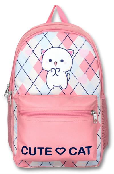 Cennec 5024 (Love Cute Cat - Beyaz Pembe - Kız Çocuk) Okul Çantası