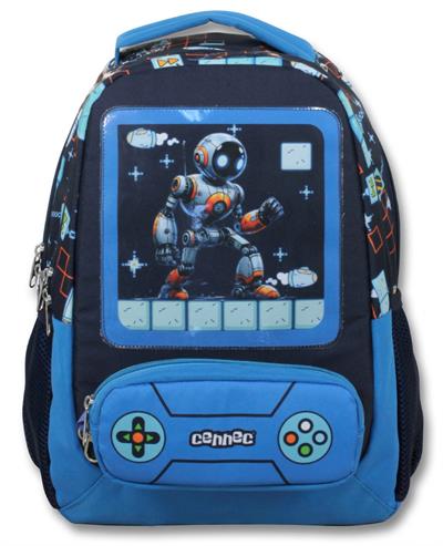 Cennec 5030 (Oyun Konsolu - Mavi Siyah - Erkek Çocuk) Okul Çantası - Kalemlikli