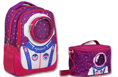 Cennec Bordo Mavi Astronot İlkokul Sırt Çantası ve Beslenme Seti - Erkek Çocuk