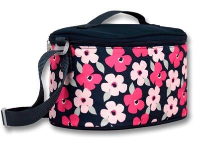 Cennec Dört Bölmeli Siyah Kırmızı Çiçekler İlkokul Sırt Çantası ve Beslenme Seti - Kız Çocuk