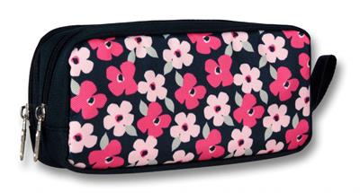 Cennec Dört Bölmeli Siyah Kırmızı Çiçekler İlkokul Sırt Çantası Seti - Kız Çocuk