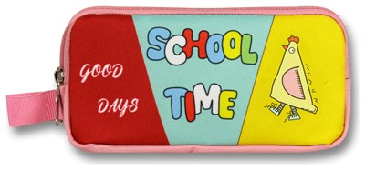 Cennec İki Bölmeli School Time Baskılı Pembe - Yeşil Kız Çocuk Kalem Çantası - 6071