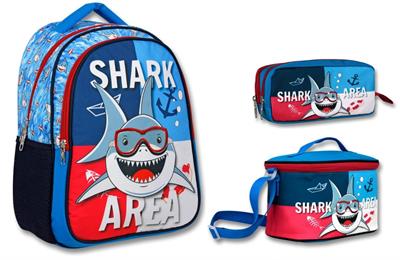 Cennec Lacivert Mavi Köpekbalığı İlkokul Sırt Çantası Seti - Erkek Çocuk