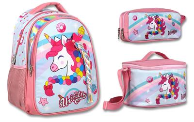Cennec Pembe Renkli Unicorn İlkokul Sırt Çantası Seti - Kız Çocuk