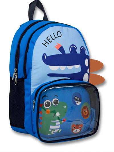 Cennec Şeffaf Bölmeli Mavi Sevimli Dinazor İlkokul Sırt Çantası
