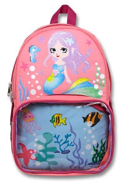 Cennec Şeffaf Bölmeli Pembe Deniz Kızı   İlkokul Sırt Çantası