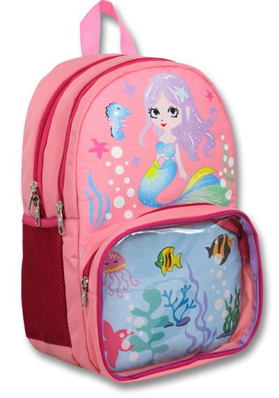 Cennec Şeffaf Bölmeli Pembe Deniz Kızı   İlkokul Sırt Çantası