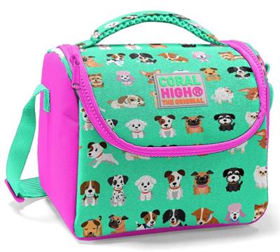 Coral High   Pembe Yeşil Köpek Okul Beslenme Çantası - Thermo Yalıtımlı