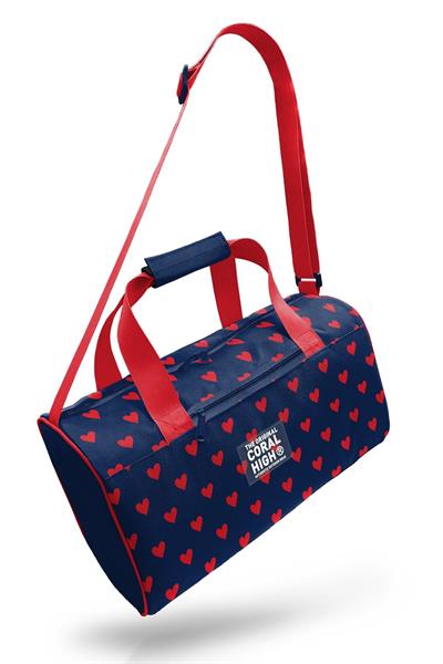 Coral High 27547 Kız Çocuk Spor ve Seyahat Çantası - Lacivert Kırmızı Kalp Desenli