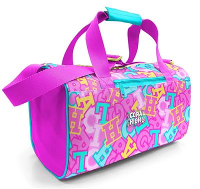 Coral High 27551 Kız Çocuk Spor ve Seyahat Çantası - Pembe Su Yeşili Harf Baskılı