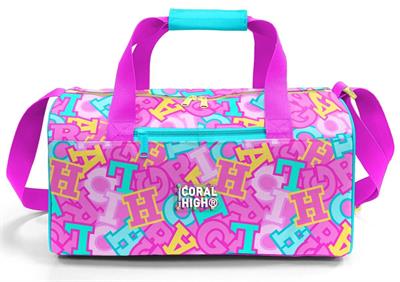 Coral High 27551 Kız Çocuk Spor ve Seyahat Çantası - Pembe Su Yeşili Harf Baskılı