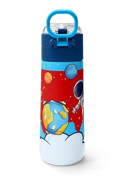 Coral High 500 ml Erkek Çocuk Kırmızı Mavi Astronot Baskılı Çelik Termos Matara - Okul Suluğu