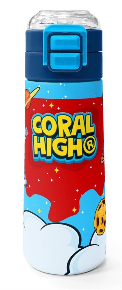 Coral High 500 ml Erkek Çocuk Kırmızı Mavi Astronot Baskılı Çelik Termos Matara - Okul Suluğu