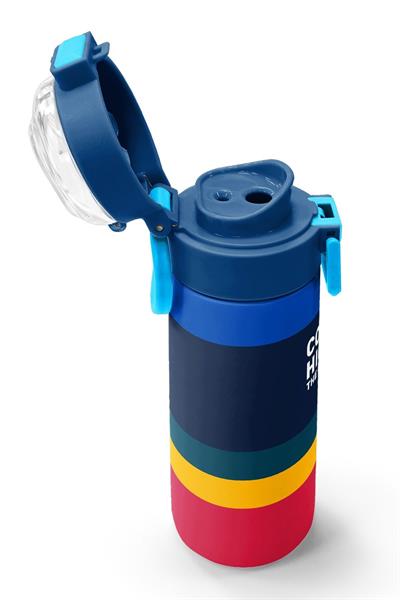Coral High 500 ml Erkek Çocuk Lacivert Çizgi Desenli Çelik Termos Matara - Okul Suluğu