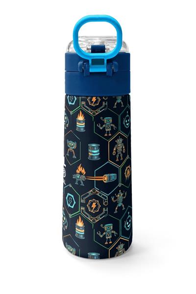 Coral High 500 ml Erkek Çocuk Lacivert Robot Baskılı Çelik Termos Matara - Okul Suluğu