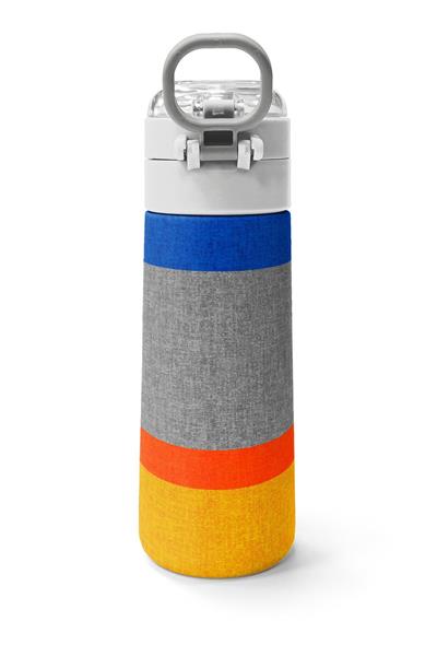 Coral High 500 ml Erkek Çocuk Mavi Gri Turuncu Çizgi Desenli Çelik Termos Matara - Okul Suluğu