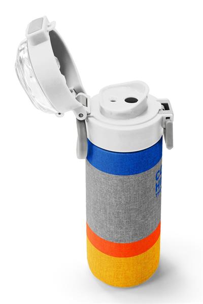 Coral High 500 ml Erkek Çocuk Mavi Gri Turuncu Çizgi Desenli Çelik Termos Matara - Okul Suluğu