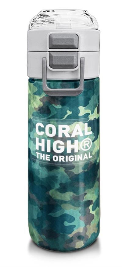 Coral High 500 ml Erkek Çocuk Pipetli Termos/Matara - Nefti Kamuflaj Desenli  - Çift Kullanım Özelliği 31845