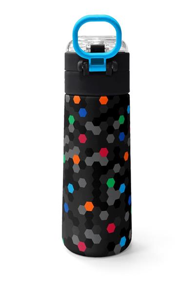 Coral High 500 ml Erkek Çocuk Siyah Petek Desenli Çelik Termos Matara - Okul Suluğu