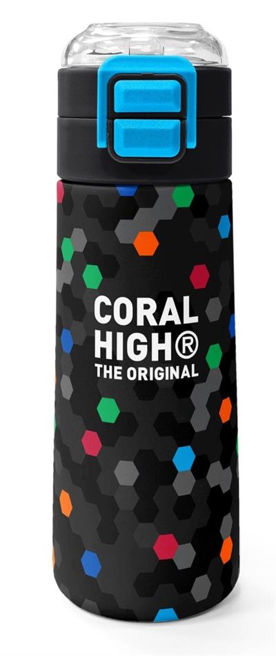 Coral High 500 ml Erkek Çocuk Siyah Petek Desenli Çelik Termos Matara - Okul Suluğu