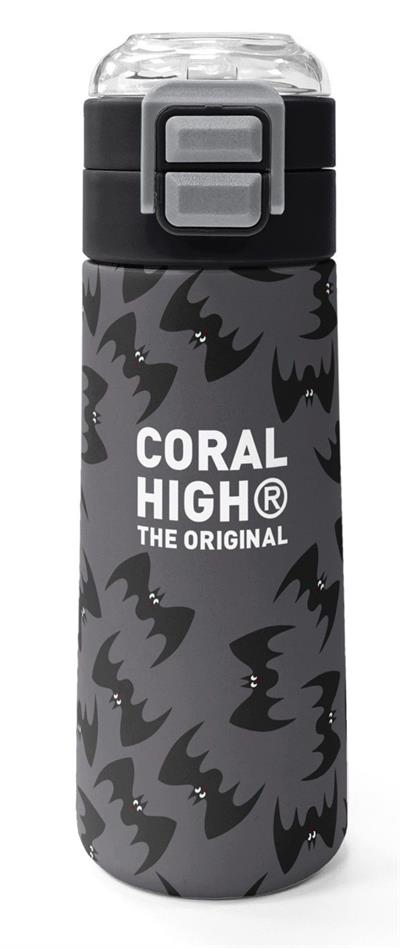 Coral High 500 ml Erkek Çocuk Siyah Yarasa Desenli Çelik Termos Matara - Okul Suluğu